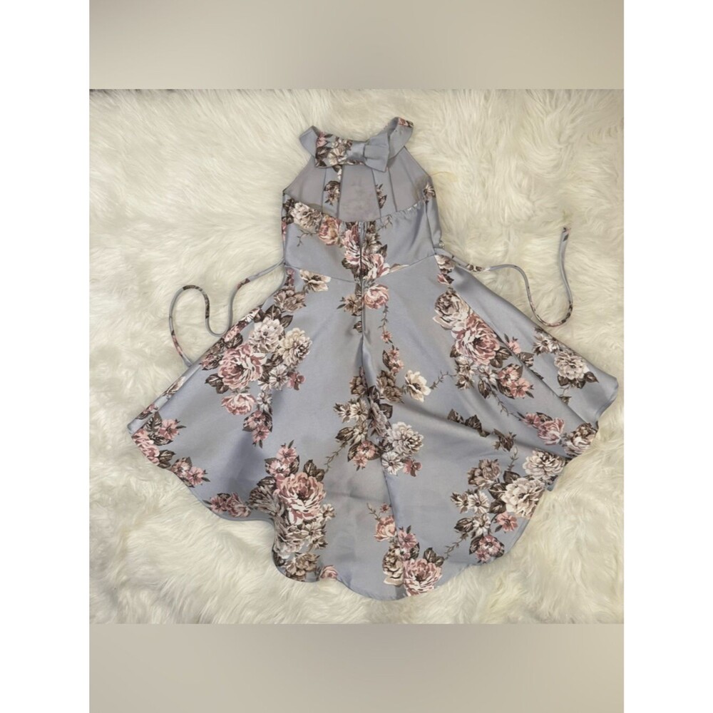 Speechless Girls Light Blue Floral High-Low Dress with Pink Accents - Picture 9 of 14